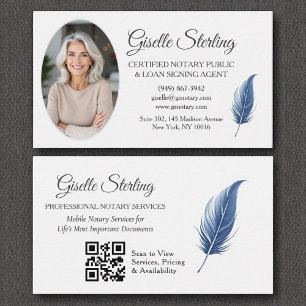 Tarjeta De Visita Notario móvil azul marino QR Código moderno foto