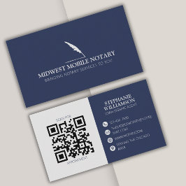 Tarjeta De Visita Notario móvil moderno código QR Navy Feather