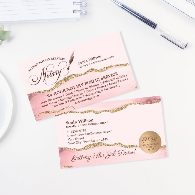Tarjeta de visita notario móvil y agente de firma (Elegant and professional Notary logo design )