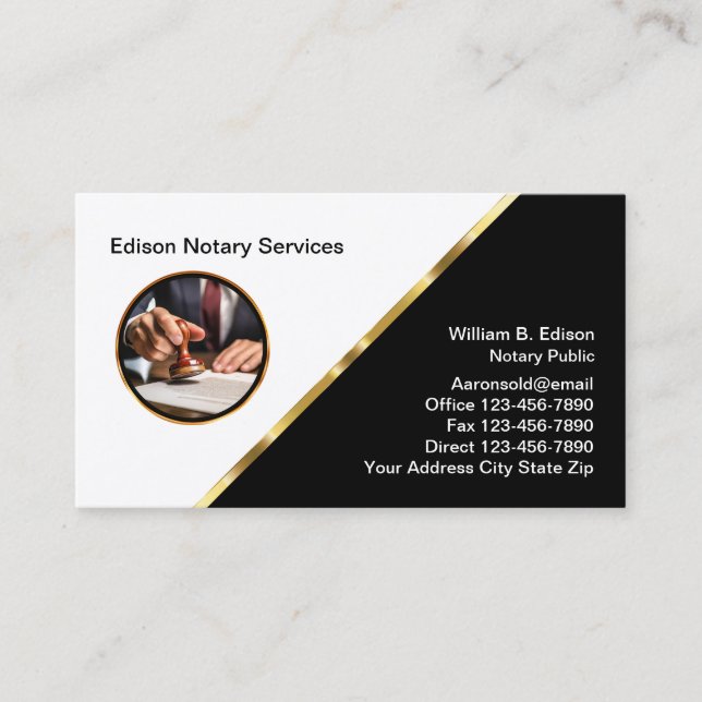 Tarjeta De Visita Notario ostentoso y elegante (Anverso)