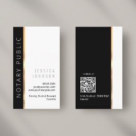 Tarjeta De Visita Notario Personalizado de oro blanco y negro modern