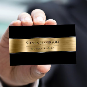 Tarjeta De Visita Notario Profesional Metálico de Oro Negro Público