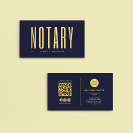 Tarjeta De Visita Notario Público Agente de Firma Logo Navy Gold
