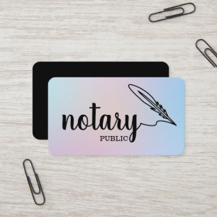 Tarjeta De Visita Notario Público Elegante Letra Imprenta Negro y Bl