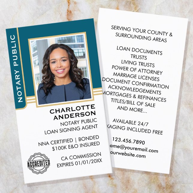 Tarjeta De Visita Notario público Identificación del agente de firma (Subido por el creador)