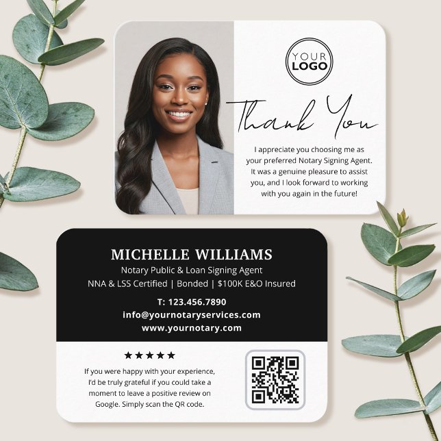 Tarjeta De Visita Notario Público Moderno Gracias Foto Código QR Neg (Subido por el creador)