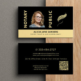 Tarjeta De Visita Notario público móvil foto oro negro código QR