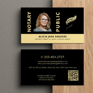Tarjeta De Visita Notario público móvil foto oro negro código QR