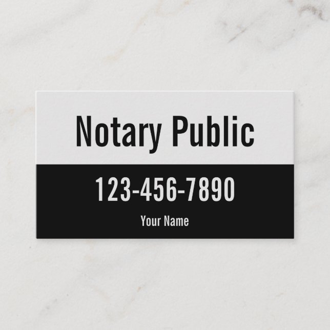 Tarjeta De Visita Notario público promocional gris claro y negro (Anverso)