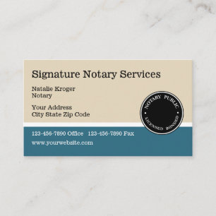 Tarjeta De Visita Notario público y emblema verde azulados y beige