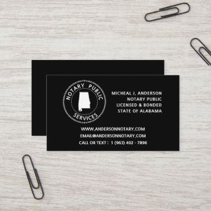 Tarjeta De Visita Notario servicio público de Alabama
