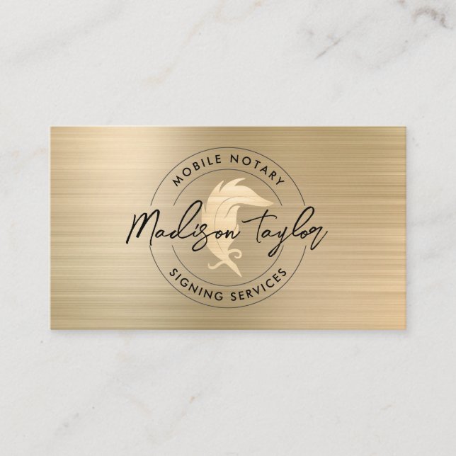 Tarjeta De Visita Notary Loan Agent Classic Gold Brushed Metalizado  (Anverso)