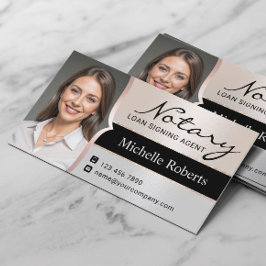 Tarjeta De Visita Notary Loan Siging Agent Elegant Silver Photo