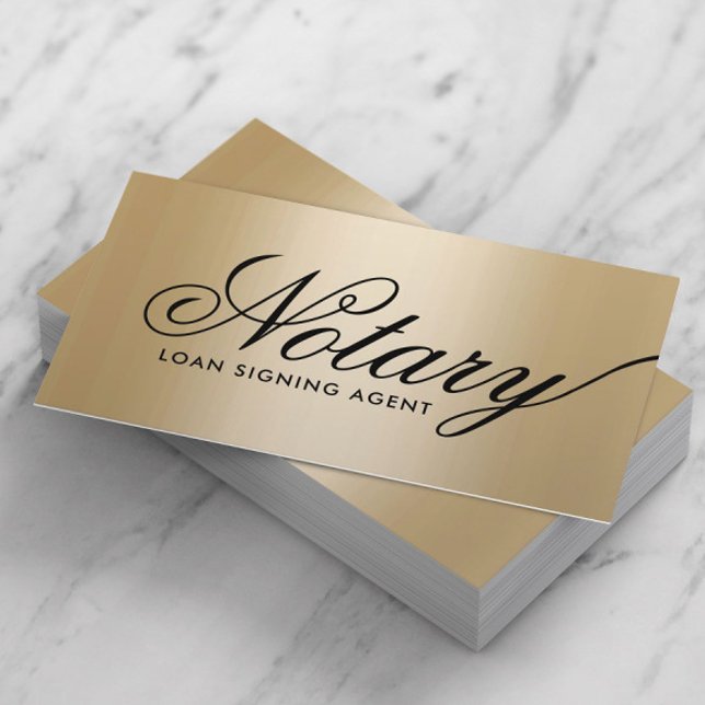 Tarjeta De Visita Notary Loan Siging Agent Elegant Typography Gold (Subido por el creador)