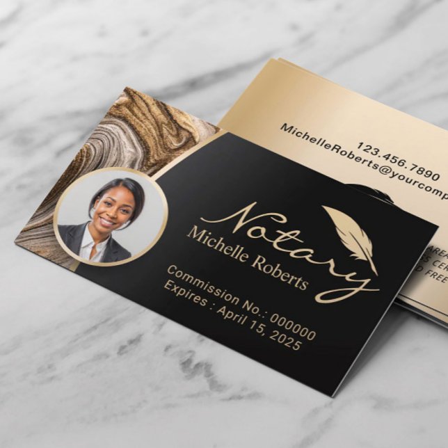 Tarjeta De Visita Notary Loan Siging Agent Gold Agate Photo (Subido por el creador)