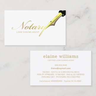 Tarjeta De Visita Notary Loan Siging Agent Gold Black Pen