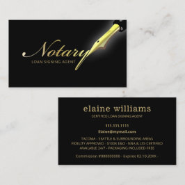 Tarjeta De Visita Notary Loan Siging Agent Gold Black Pen