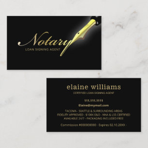 Tarjeta De Visita Notary Loan Siging Agent Gold Black Pen