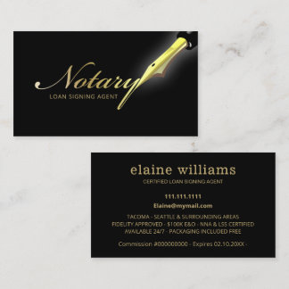 Tarjeta De Visita Notary Loan Siging Agent Gold Black Pen