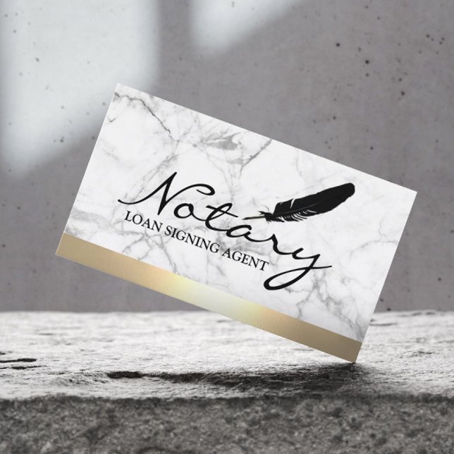 Tarjeta De Visita Notary Loan Siging Agent Gold Border Marble (Subido por el creador)
