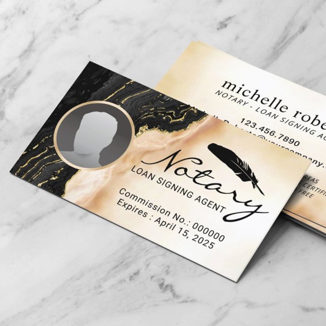 Tarjeta De Visita Notary Loan Siging Agent Marble Agate Photo (Subido por el creador)