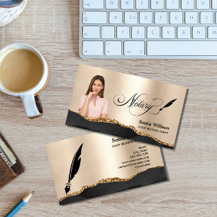 Tarjeta De Visita Notary Loan Siging Agent Modern Black Gold Photo