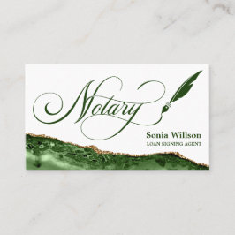 Tarjeta De Visita Notary Loan Siging Agent Modern Emerald Green