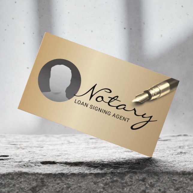 Tarjeta De Visita Notary Loan Siging Agent Modern Gold Photo (Subido por el creador)