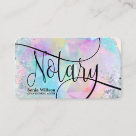 Tarjeta De Visita Notary Loan Siging Agent Modern Holographic Opal