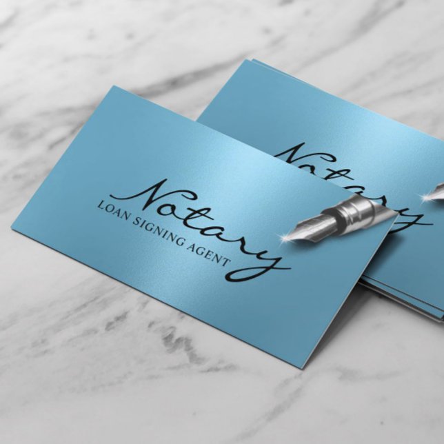 Tarjeta De Visita Notary Loan Siging Agent Modern Light Blue (Subido por el creador)