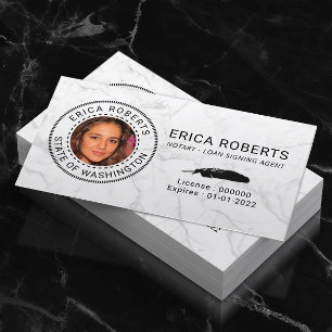 Tarjeta De Visita Notary Loan Siging Agent Modern Marble Photo