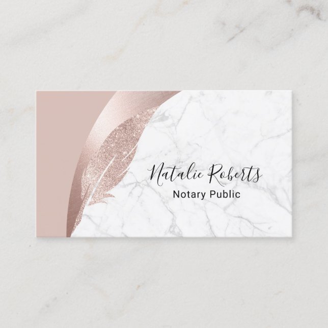 Tarjeta De Visita Notary Loan Siging Agent Modern Marble Rosa Gold (Anverso)