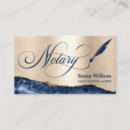 Tarjeta De Visita Notary Loan Siging Agent Modern Navy Blue Agate
