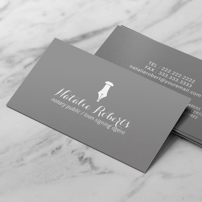 Tarjeta De Visita Notary Loan Siging Agent Plain Gray Minimalista (Subido por el creador)