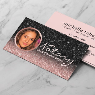 Tarjeta De Visita Notary Loan Siging Agent Rosa Gold & Black Photo