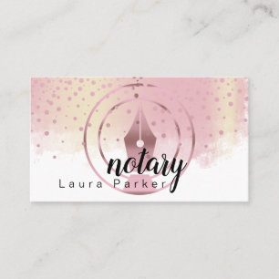 Tarjeta De Visita Notary Loan Siging Agent Rosa Gold Dripping Busi