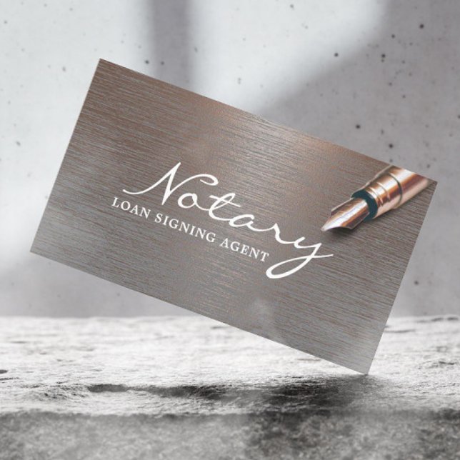 Tarjeta De Visita Notary Loan Siging Agent Trendy Copper Metallic (Subido por el creador)