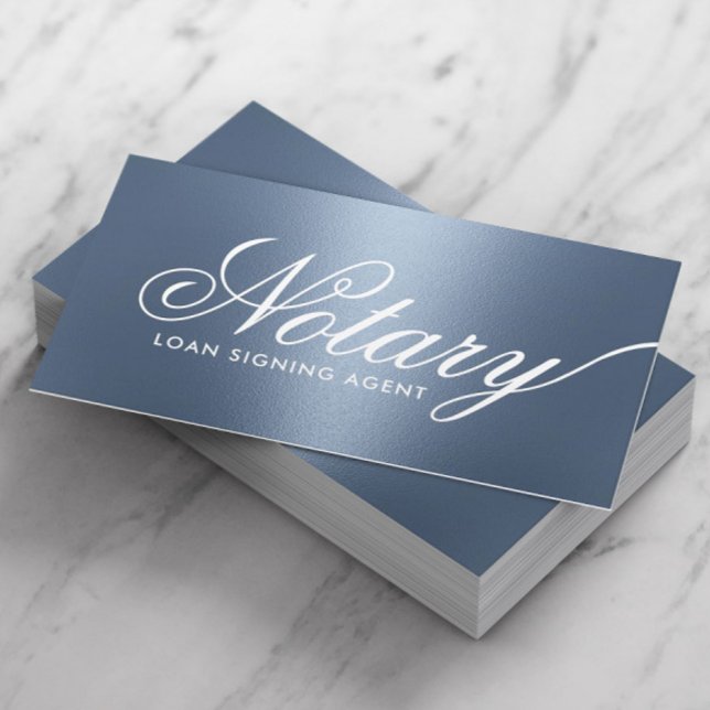 Tarjeta De Visita Notary Loan Siging Agent Typography Dusty Blue (Subido por el creador)