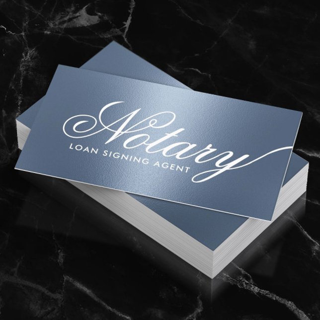 Tarjeta De Visita Notary Loan Siging Agent Typography Dusty Blue (Subido por el creador)
