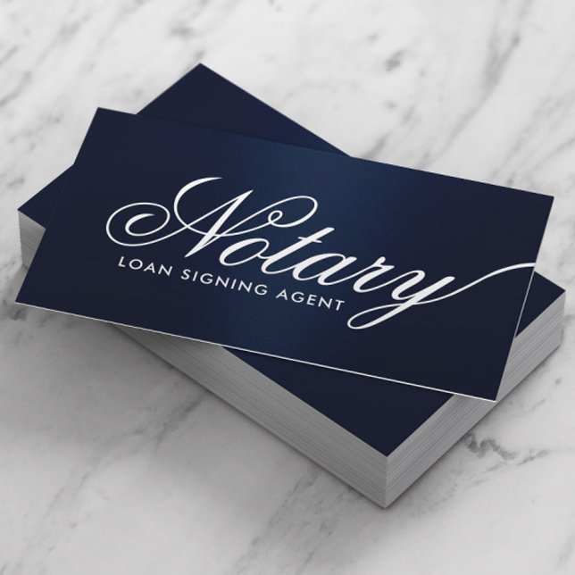 Tarjeta De Visita Notary Loan Siging Agent Typography Navy Blue (Subido por el creador)