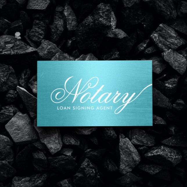 Tarjeta De Visita Notary Loan Siging Agent Typography Turquoise (Subido por el creador)
