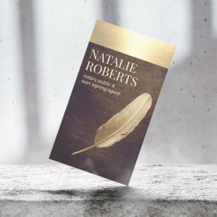 Tarjeta De Visita Notary Loan Siging Agent Vintage Gold Quill