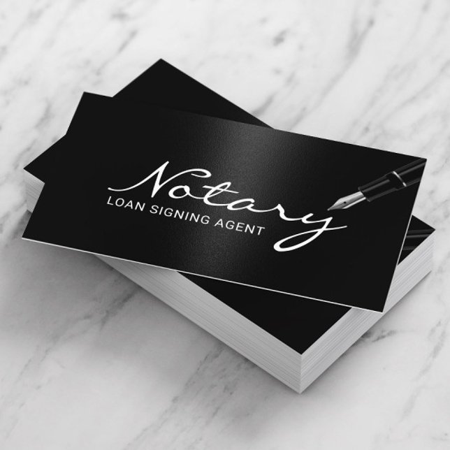 Tarjeta De Visita Notary Loan Signing Agent Elegant Black (Subido por el creador)