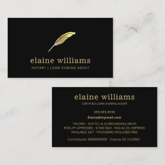 Tarjeta De Visita Notary Loan Signing Agent Gold Black