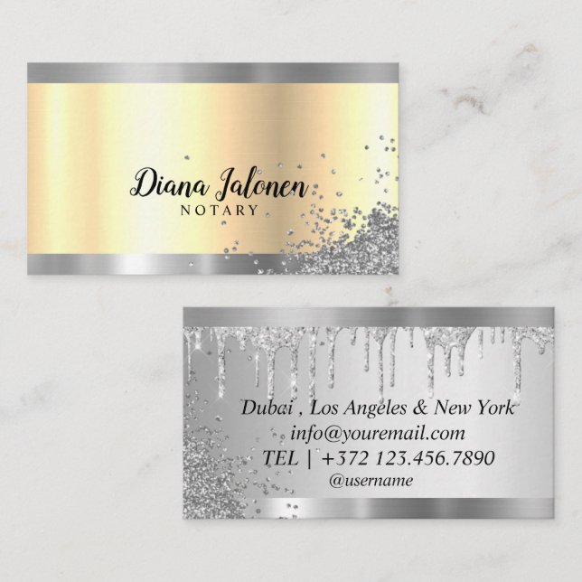 Tarjeta De Visita Notary Loan Signing Agent Gold Border (Anverso / Reverso)