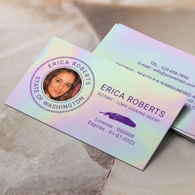 Tarjeta De Visita Notary Loan Signing Agent Holographic Photo (Subido por el creador)