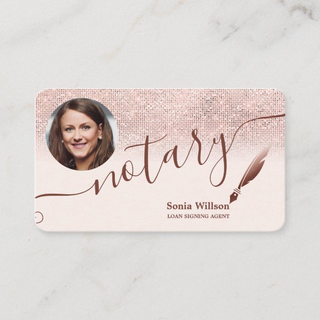 Tarjeta De Visita Notary Loan Signing Agent Modern Añadir su foto (Anverso)