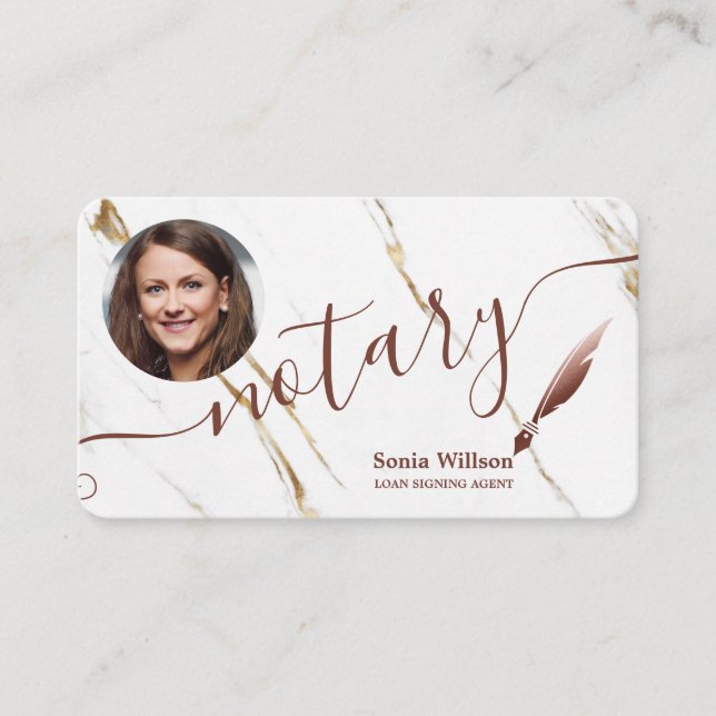 Tarjeta De Visita Notary Loan Signing Agent Modern Añadir su foto (Anverso)
