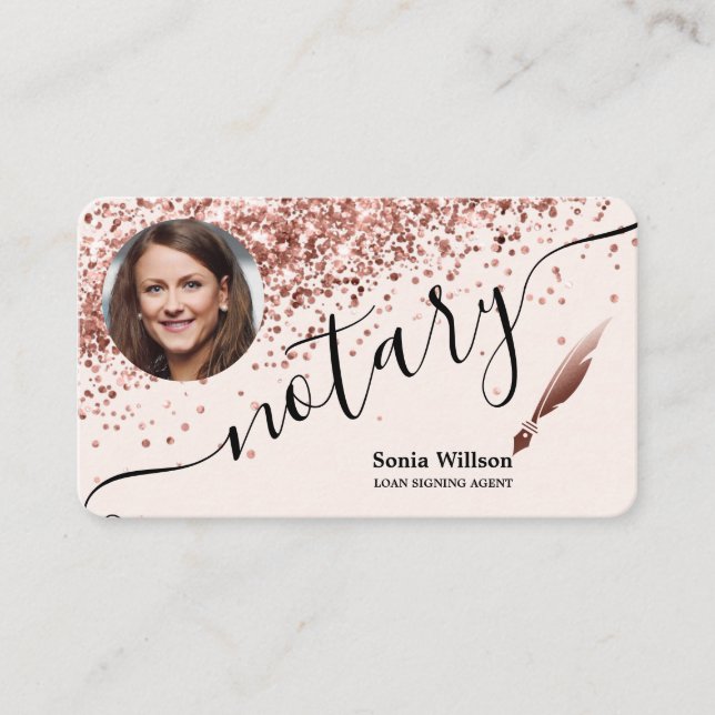 Tarjeta De Visita Notary Loan Signing Agent Modern Añadir su foto (Anverso)