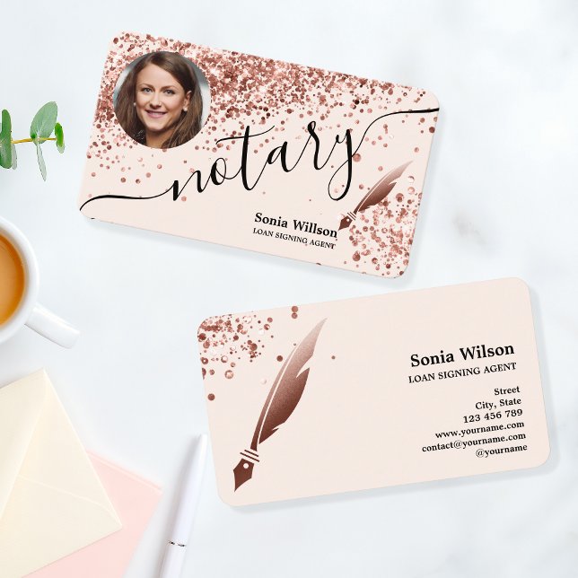 Tarjeta De Visita Notary Loan Signing Agent Modern Añadir su foto (Subido por el creador)